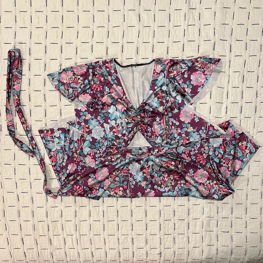 S NWT Blackmilk Mucha Honeysuckle Rio Midi Dress with Pockets & Removable Tie